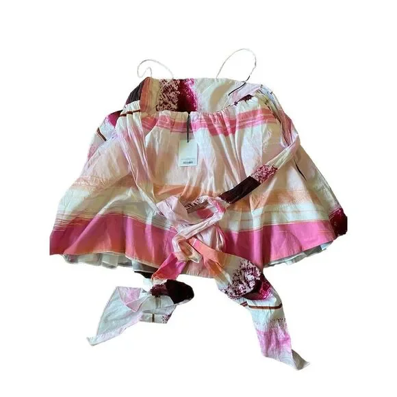 Aje‎ Kasbah Sunset Stripe Ruched Bow Back Mini Dress Size 16 NWT NEW $425